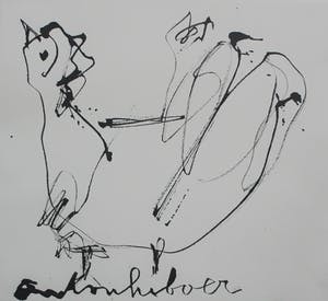Anton Heyboer - inkttekening: kip kopen? Bied vanaf 175!