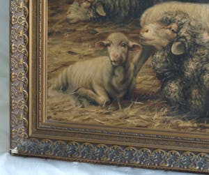Béla Harmann - Olieverf op doek, “Schapen” – ingelijst – ca 1875-1899 - Groot kopen? Bied vanaf 1!