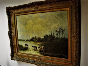 Marinus Heijl - Sfeervol, omstreeks 1880 geschilderd GROOT olieverf "ochtend aan de Vecht" kopen? Bied vanaf 20!