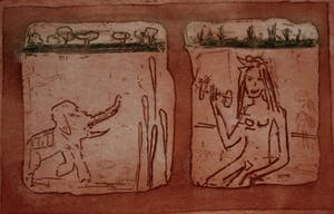 Jan Montyn - Ets: Ragine and her elephant, moment of peace - 1997 kopen? Bied vanaf 115!