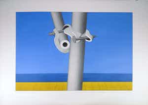 Marinus Fuit - Zeefdruk, Paal met klemmen op boulevard verkocht voor € 1!