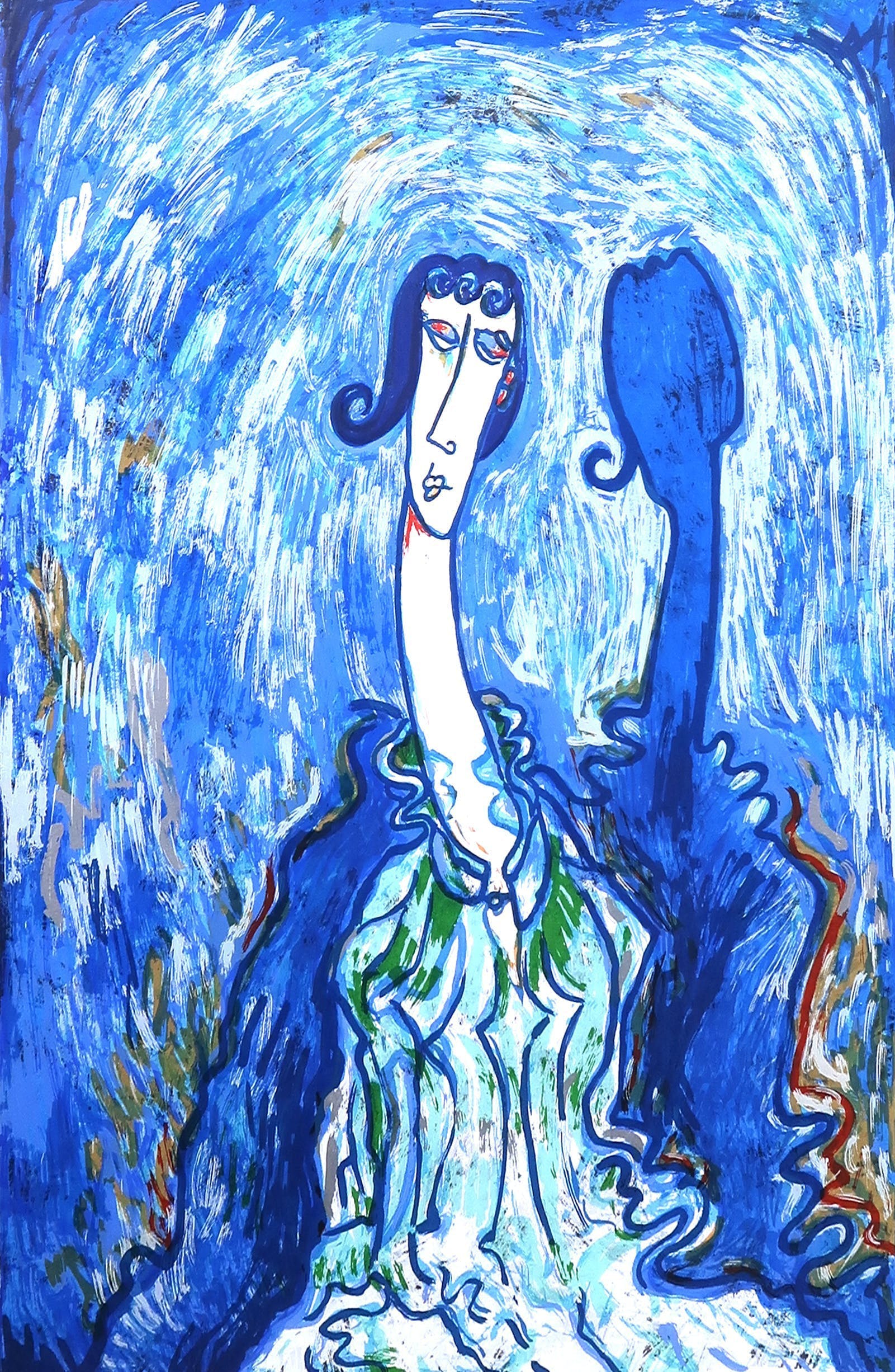 Rob van Trier - Zeefdruk, Tweeluik Vrouw en man St. Ponz - Ingelijst kopen? Bied vanaf 40!