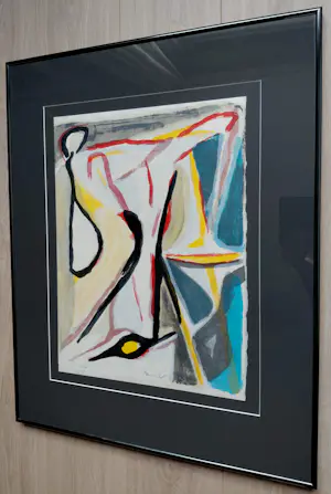 Bram van Velde - Abstracte compositie, litho in 10 kleuren (mooi ingelijst) kopen? Bied vanaf 450!