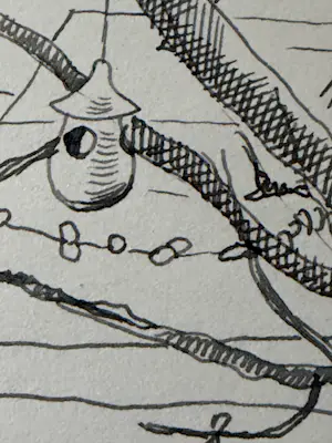 Herman Bieling - Tekening/studietekening Boom met voederhuisje, tekening verso kopen? Bied vanaf 40!