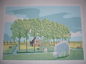 Marcus van Hoorn - Zeefdruk, Titel, "Hollandse pyramide". kopen? Bied vanaf 35!