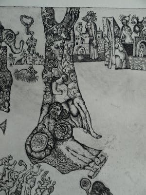 Ab Steenvoorden - Ets , Het Nijlpaard – Surrealistische voorstelling, 1972 - 19½ x 33½ cm kopen? Bied vanaf 35!