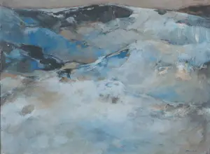 Jan Miechels - Acryl op paneel, Bergen en wolken - Ingelijst kopen? Bied vanaf 1!