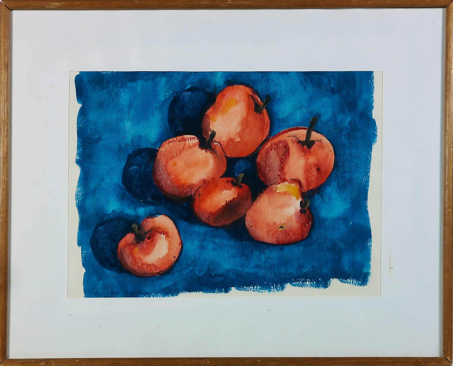 Nico Benschop - Aquarel op papier, Rode appeltjes - Ingelijst kopen? Bied vanaf 50!