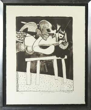 Corneille - Litho, La femme au chat (kleine oplage!) - Ingelijst verkocht voor € 200!