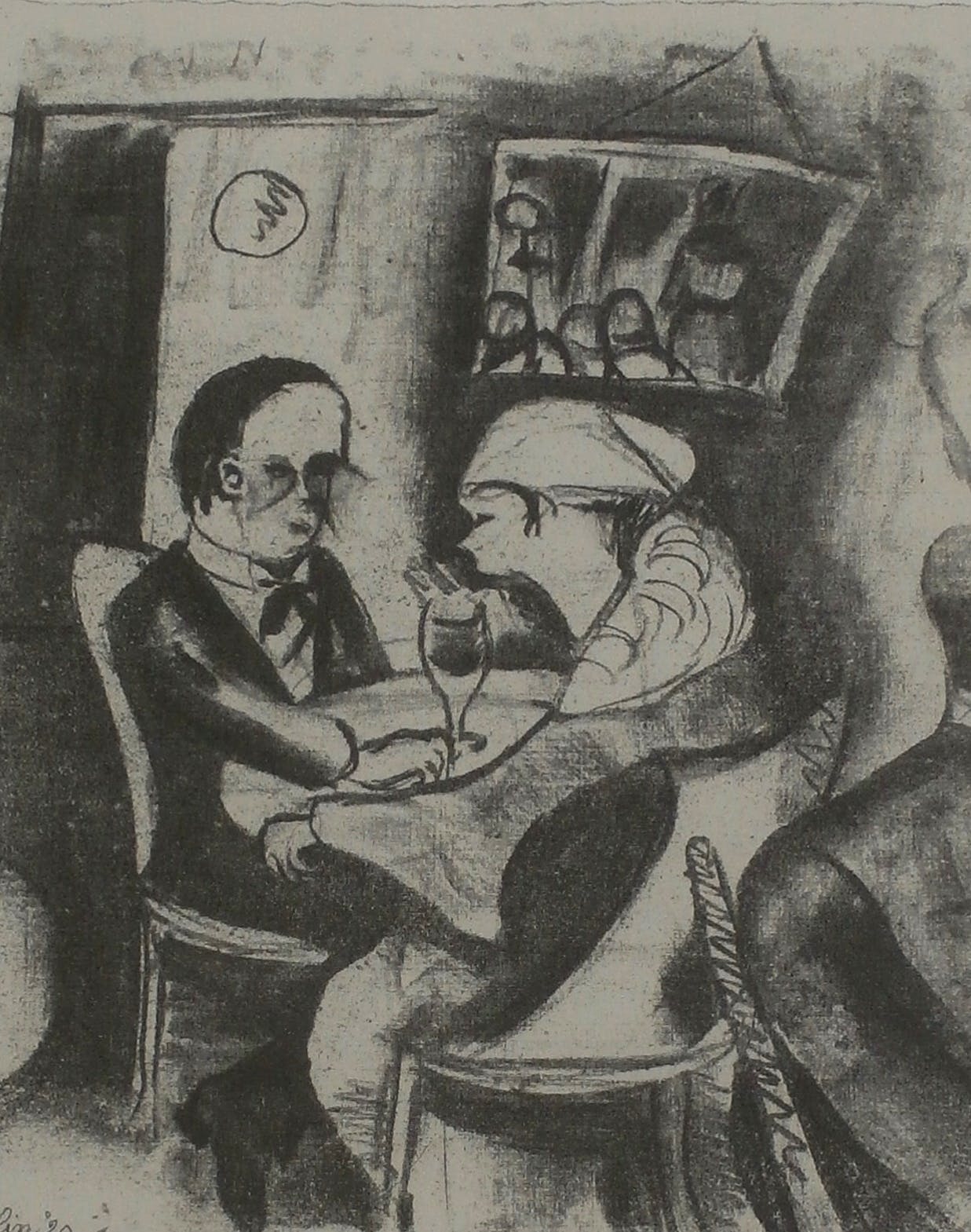 Carel Willink - litho: koppel in een bar - 1920 verkocht voor € 350!