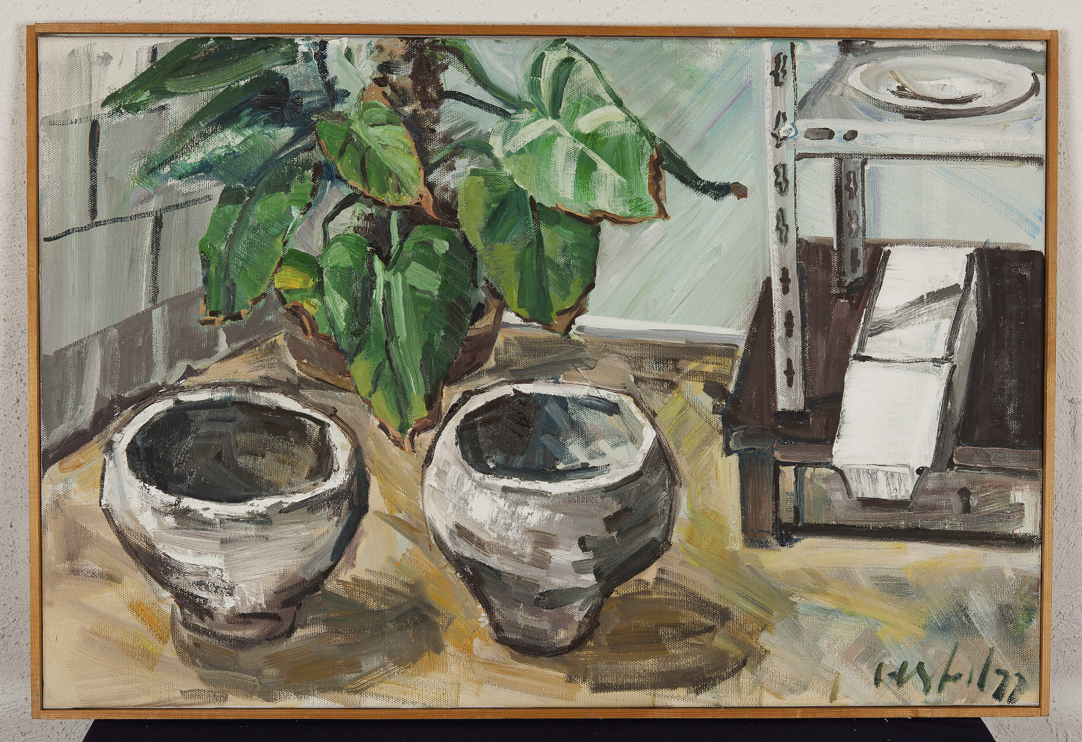 Herman Stoel - Twee vazen - Olieverf op doek - gesigneerd r.o. - herkomst BKR Haarlem - 1977 kopen? Bied vanaf 10!