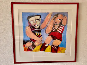 Herman Brood - "Voetballers" - Orginele zeefdruk Nr. 84 - nieuwe ingelijst kopen? Bied vanaf 300!