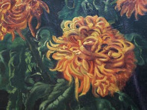 Niet of onleesbaar gesigneerd - Olieverf op doek, Bloemstilleven “Chrysanten” – ingelijst - 1891 kopen? Bied vanaf 1!