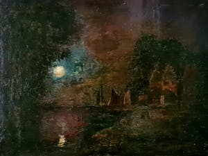 Niet of onleesbaar gesigneerd - Landschap bij nacht/Maanlicht kopen? Bied vanaf 1!