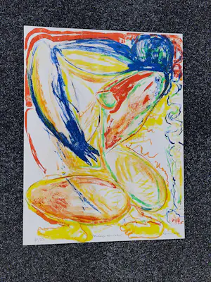 Paul de Lussanet - Grote 1989 kleuren-lithografie ‘ Hommage aan CoBrA’ - beperkte oplage kopen? Bied vanaf 48!