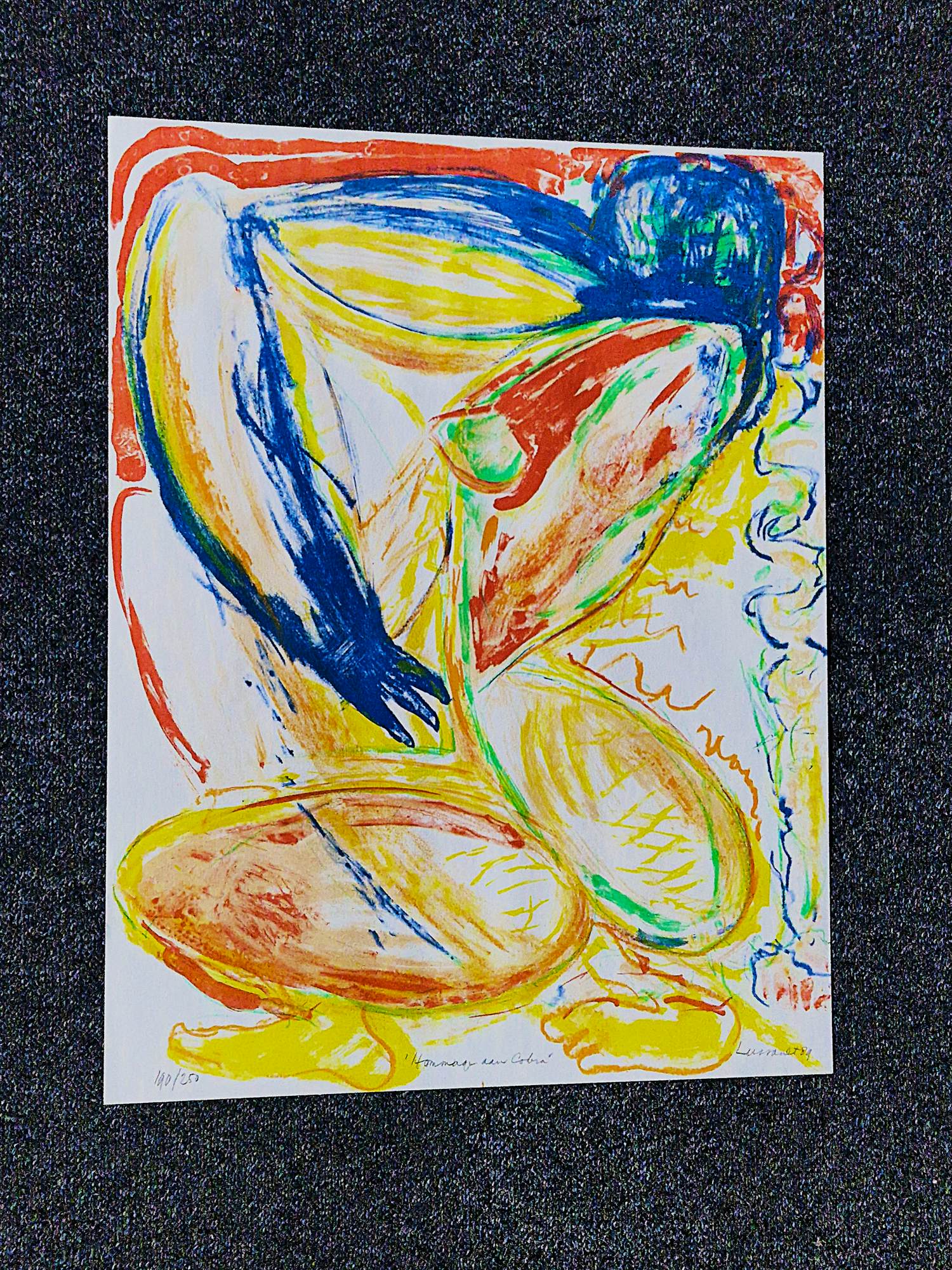 Paul de Lussanet - Grote 1989 kleuren-lithografie ‘ Hommage aan CoBrA’ - beperkte oplage kopen? Bied vanaf 48!