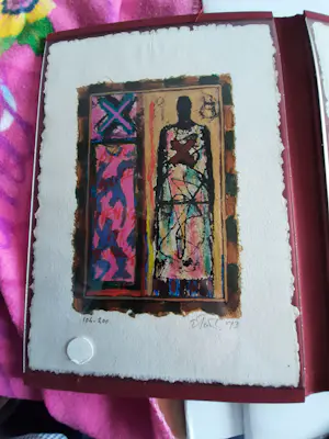 Eric Toebosch - 3 luik Zeefdrukken, titel,Nur die Liebe rettet uns,Alleen liefde kan ons redden kopen? Bied vanaf 40!