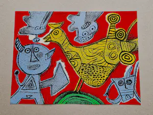 Corneille - Kleurrijke -1993- Lithografie "Songes du Diable" potldgesigneerd - in nieuwstaat kaufen? Bieten Sie von 79!