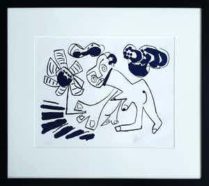 Karel Appel - Litho: 'Vrouw met bloem'- Nieuwe lijst verkocht voor € 485!
