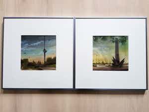 Nenad V. Karpov - Rotterdam, De Boeg/De Euromast - 2 Aquarellen verkocht voor € 55!