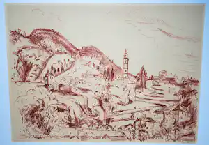 Buy Jan Wiegers - Groninger Ploeg - handgesigneerde litho 1947: Intragna (Ticino, Zwiserland)? Bid from 100!