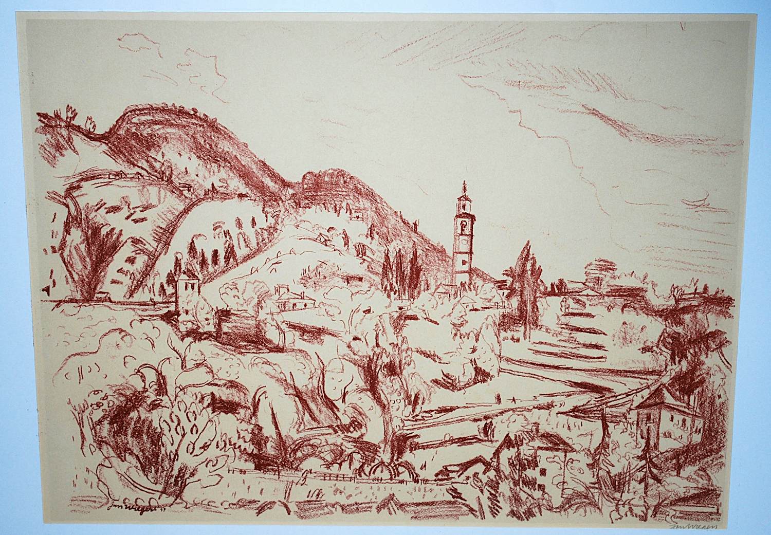 Jan Wiegers - handgesigneerde litho 1947: Intragna (Ticino, Zwiserland) kopen? Bied vanaf 100!