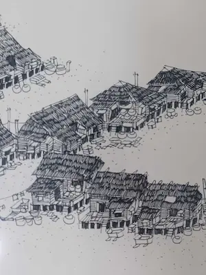 Niet of onleesbaar gesigneerd - Dorpje in Azië. kopen? Bied vanaf 1!