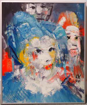 Louis Vorkink - drie figuren, werk op linnen. verkocht voor € 200!