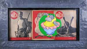 Jan Bollaert - Acryl op papier, Match II Hippo - Ingelijst (Groot) verkocht voor € 50!