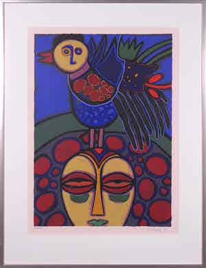 Corneille - Zeefdruk, Masque Africaine verkocht voor € 1!