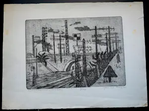 Jos van den Berg - Ets: Zuid - Frankrijk(Antibes) - 1964 kopen? Bied vanaf 39!