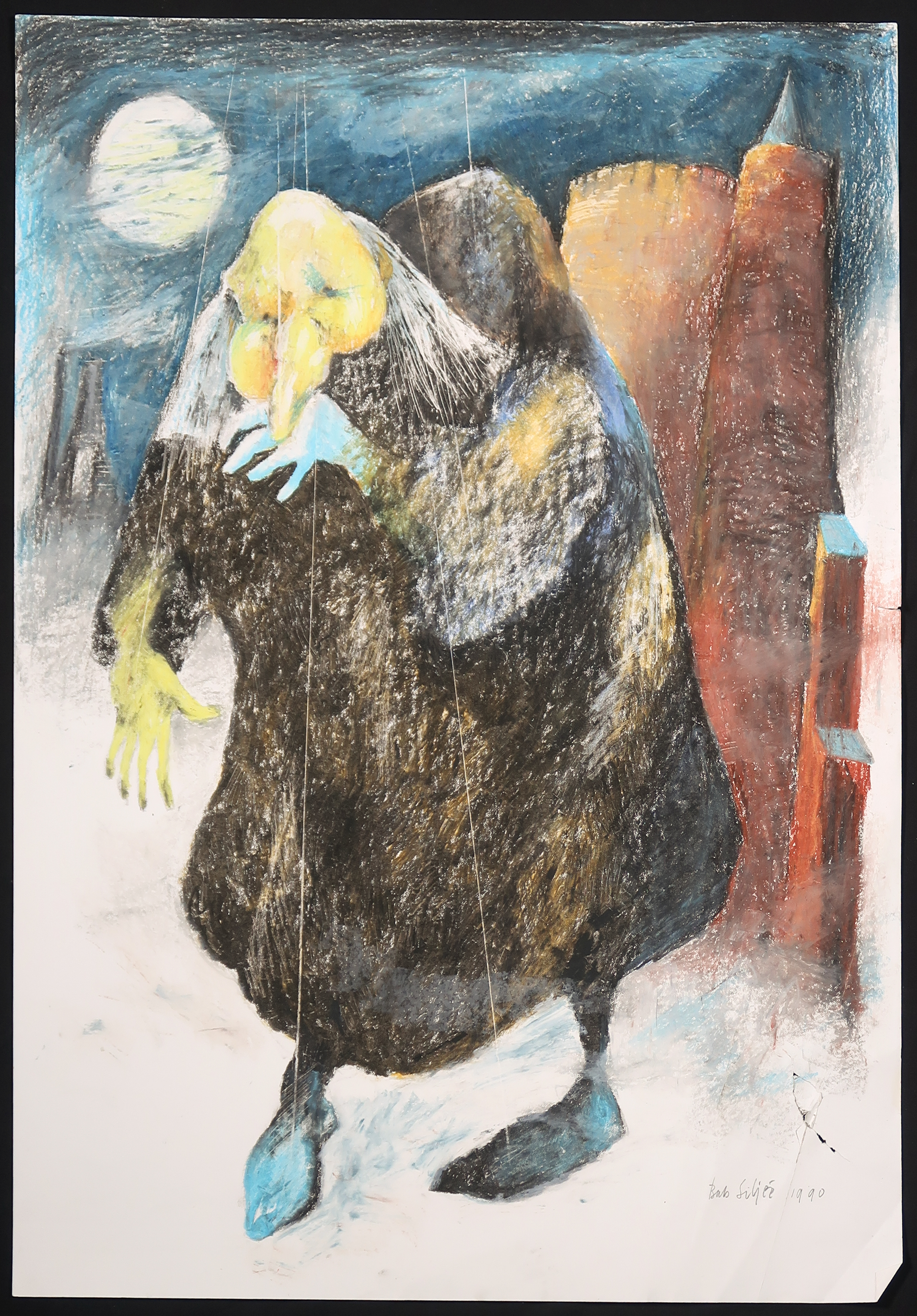 Bab Siljee - Pastel krijt op papier, Avond wandeling kopen? Bied vanaf 1!