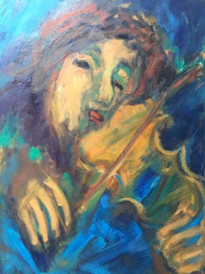 Bernie Autsema - De Vioolspeler - Olieverf op Doek kopen? Bied vanaf 55!