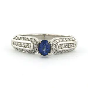 14k gouden ring met saffier en briljant geslepen diamant tot. 0.26ct kopen? Bied vanaf 675!