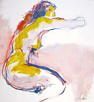 Franscz Witte - Gemengde techniek op papier, Figuur XI verkocht voor € 1!