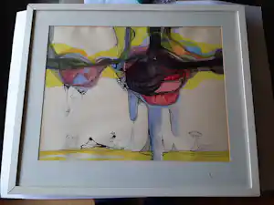 Lourens Lubbers - Gemende techniek, Dreigende wolken. verkauft für € 45!