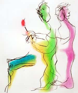 Ger Lataster - Figuren met lucifer bij kanon, aquatint ets verkocht voor € 100!