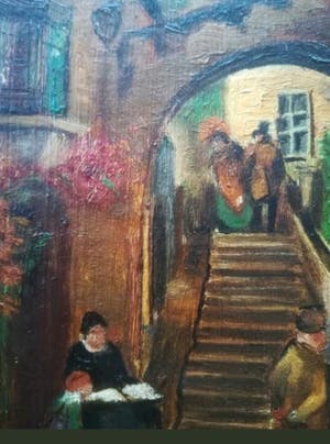 Niet of onleesbaar gesigneerd - Klassiek stadstafereel (in stijl: Hollandse school) kopen? Bied vanaf 10!