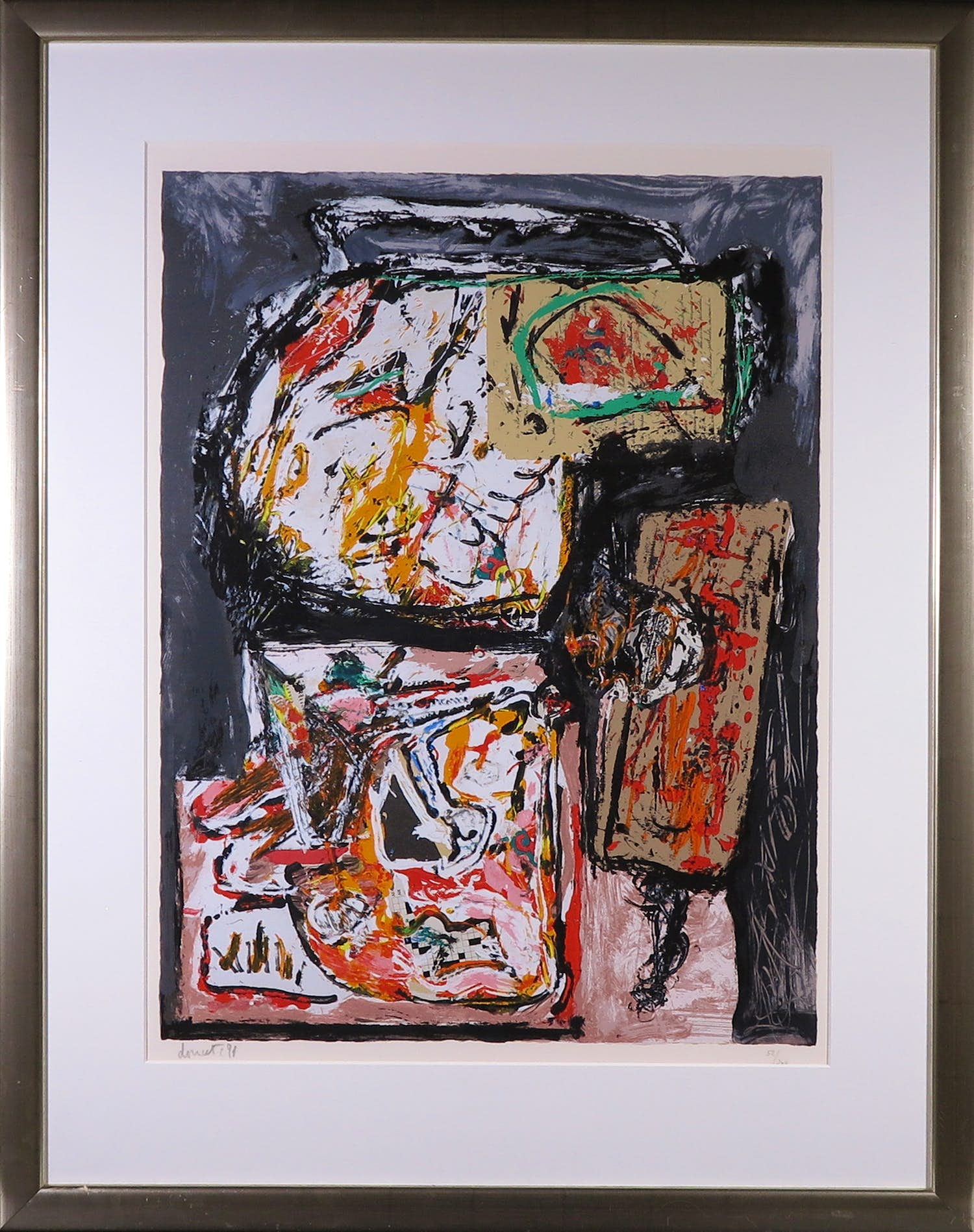 Jacques Doucet - Zeefdruk, Abstracte compositie - Ingelijst (Groot) verkocht voor € 150!