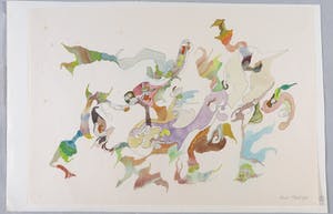 Henri Plaat - Inkttekening en aquarel, Z.T. Compositie met figuren kopen? Bied vanaf 1!