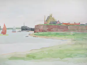 Jos van den Berg - Haven- en stadsgezicht van Veere - Aquarellen kopen? Bied vanaf 50!