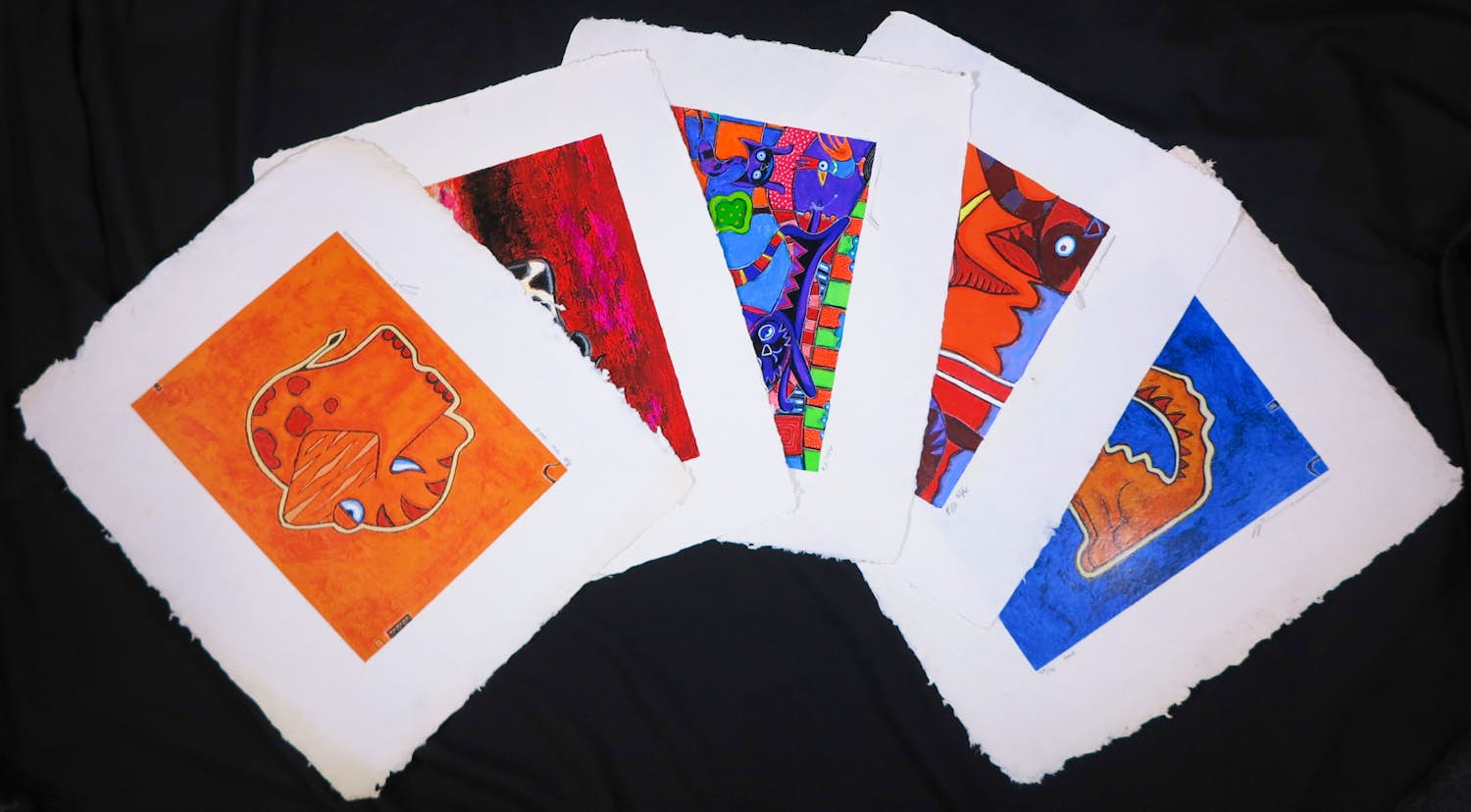 Michiel Molenaar - Lot van 5 zeefdrukken op geschept papier, Dieren kopen? Bied vanaf 100!