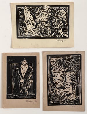 Herman Bieling - Vier houtsneden kopen? Bied vanaf 40!