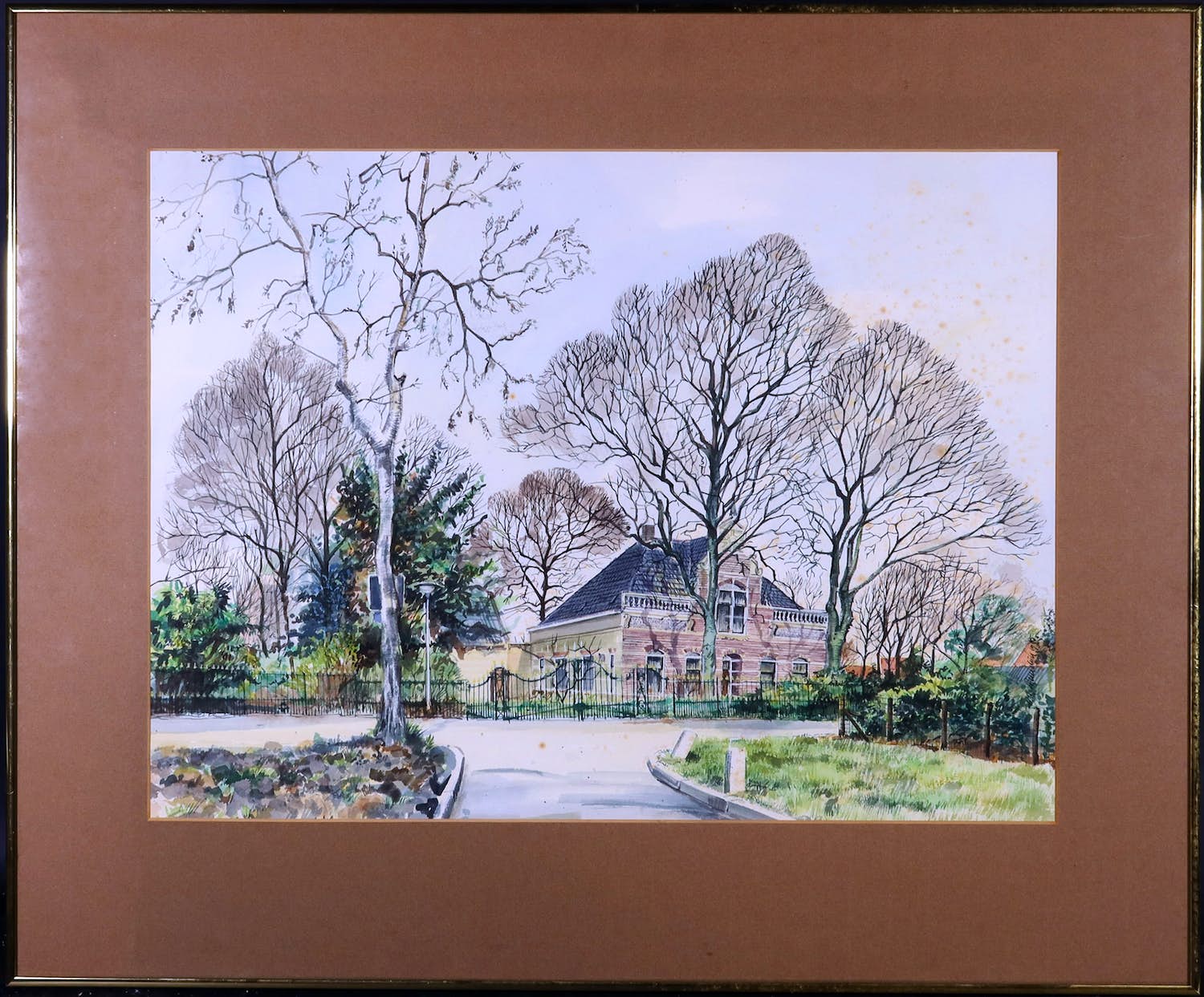 Niet of onleesbaar gesigneerd - Aquarel, Huize Geervliet - Ingelijst kopen? Bied vanaf 1!