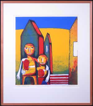 Hans Heijman - Zeefdruk, De Vriendschap - Ingelijst verkocht voor € 20!