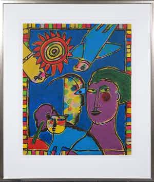 Corneille - Zeefdruk, Zonder titel, Ingelijst (Groot) verkocht voor € 350!