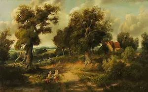 Niet of onleesbaar gesigneerd - Olieverf op paneel, Landschap - Ingelijst kopen? Bied vanaf 1!