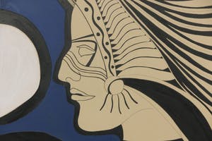 Curiosa - Indo Americano (door N. Santiago), Gemengde techniek op paneel kopen? Bied vanaf 1!