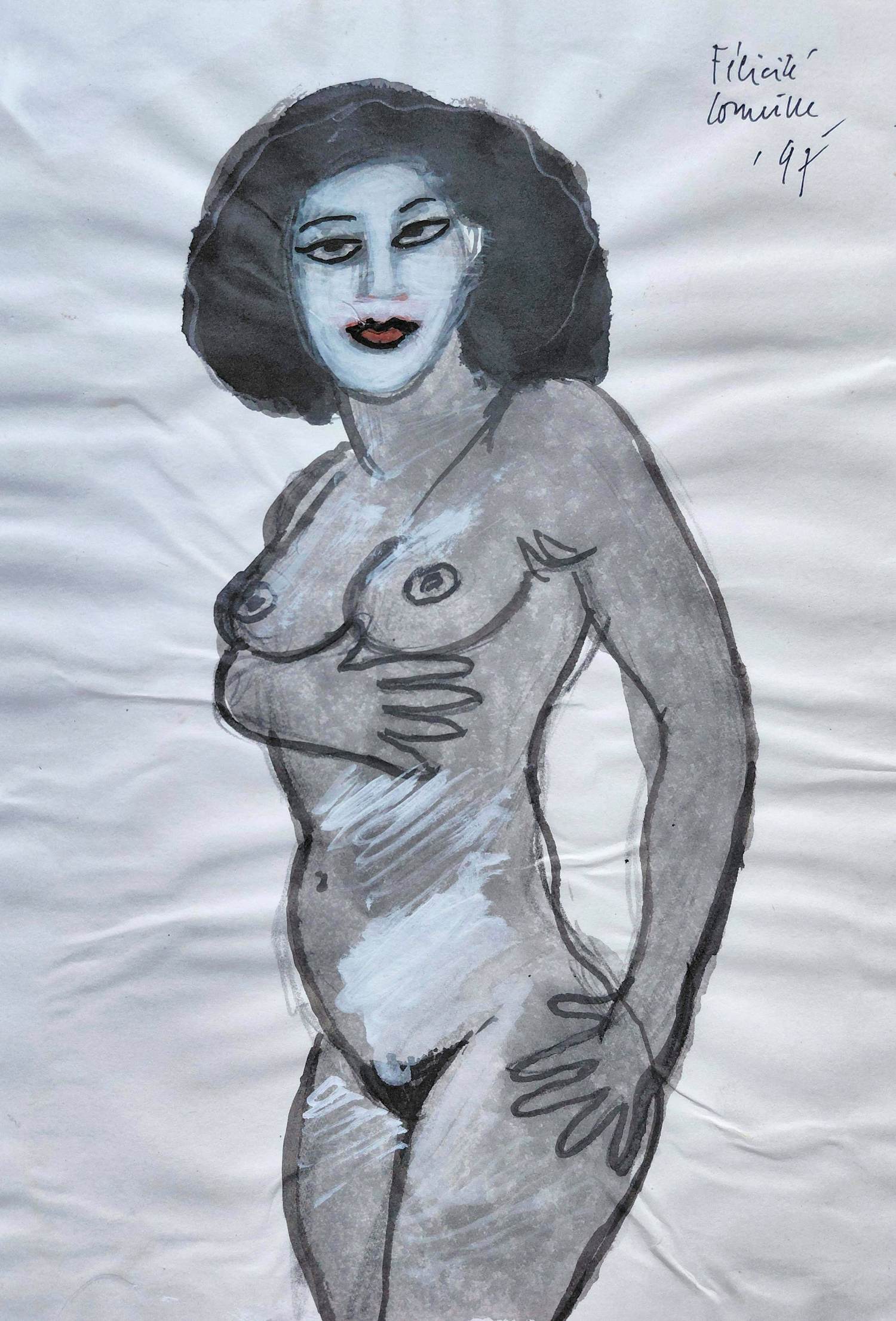 Corneille - Félicité, gemengde techniek op papier (mooi ingelijst) kopen? Bied vanaf 995!