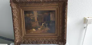Cornelis Koppenol - Boereninterieur van boerenstal, koeien met kippen. kopen? Bied vanaf 400!